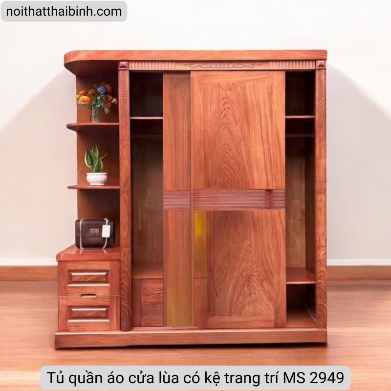 Tủ quần áo cửa lùa có kệ trang trí Tủ quần áo cửa lùa có kệ trang trí
