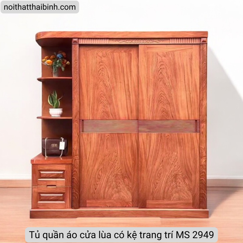Tủ quần áo cửa lùa có kệ trang trí Tủ quần áo cửa lùa có kệ trang trí