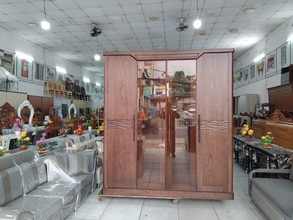 Tủ quần áo gỗ 2 cửa kính MS 3318 - nhìn tổng thể
