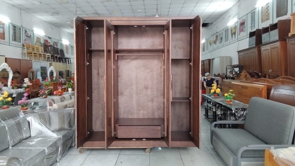 Tủ quần áo gỗ 2 cửa kính MS 3318 - góc nghiêng