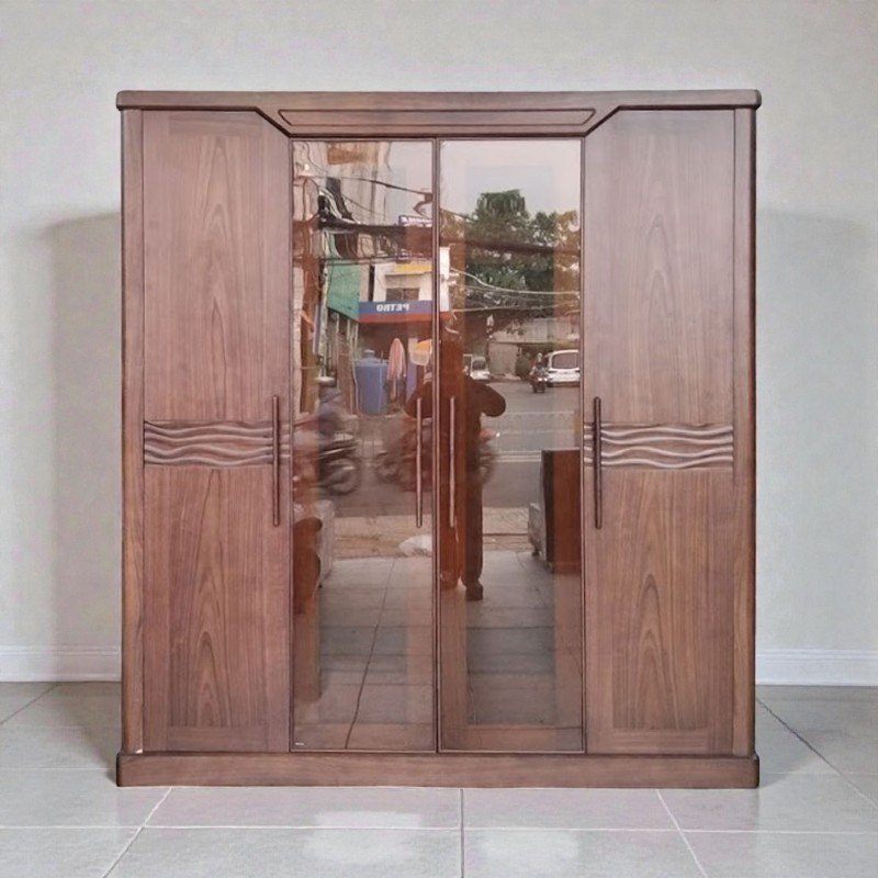 Tủ quần áo gỗ 2 cửa kính MS 3318
