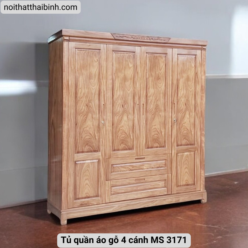 Tủ quần áo gỗ 4 cánh