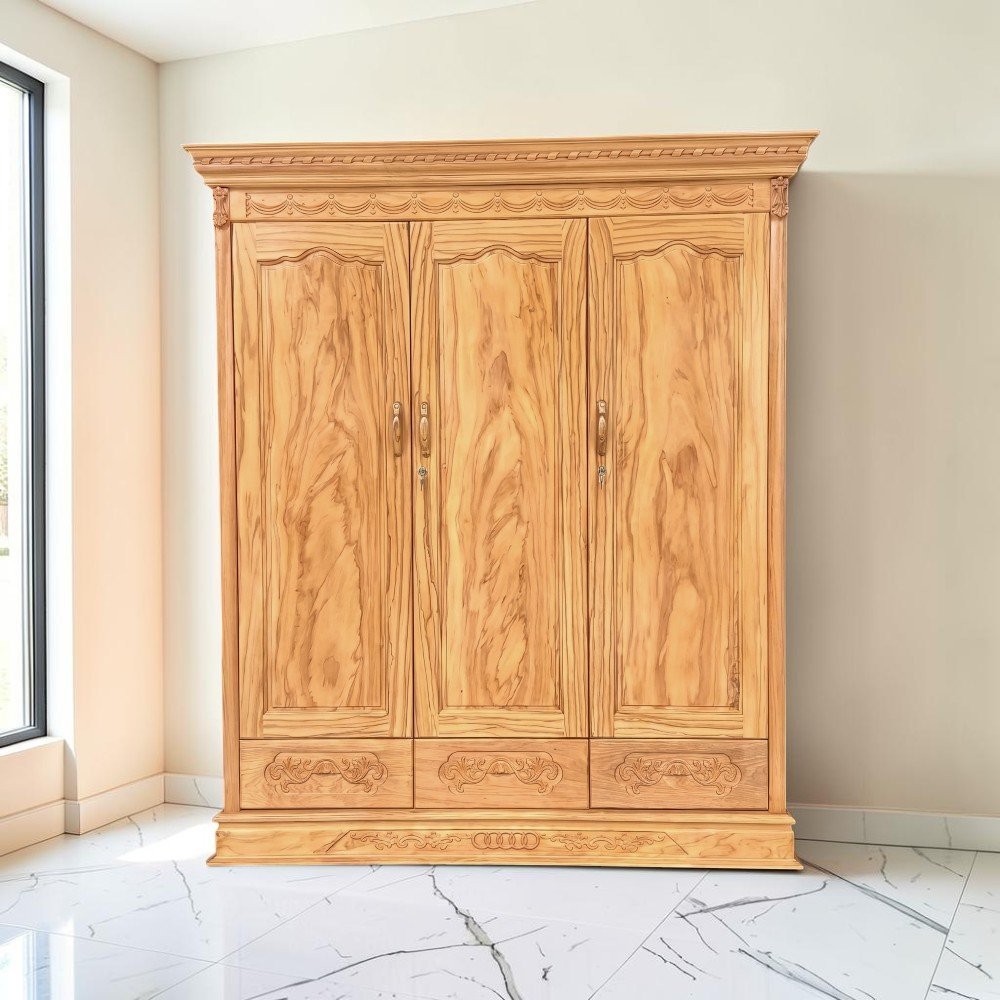 Tủ quần áo gỗ gõ đỏ 3 cánh - kỹ thuật đóng mộng chắc chắn