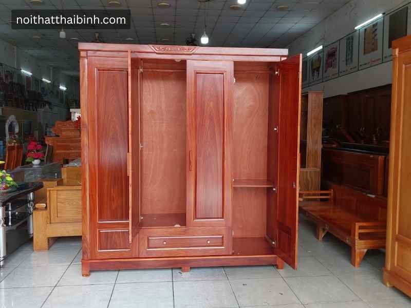 Tủ quần áo gỗ tự nhiên 4 cánh cao cấp