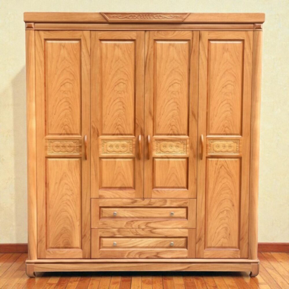 Tủ quần áo gỗ vân gõ 4 cánh cao cấp