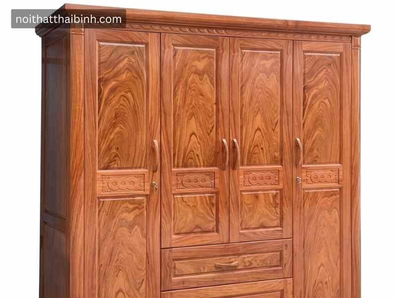 Tủ quần áo phòng ngủ gỗ tự nhiên vân hương đá