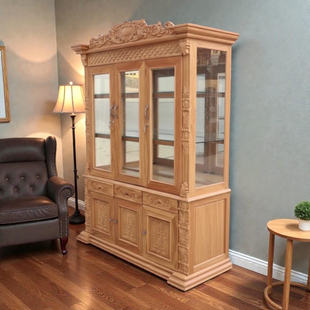 Tủ rượu gỗ gõ đỏ 3 cánh kích thước 1m6 x 2m x 45cm