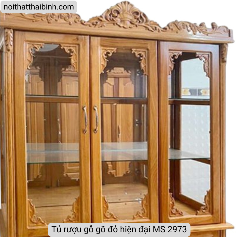 Tủ rượu gỗ gõ đỏ hiện đại