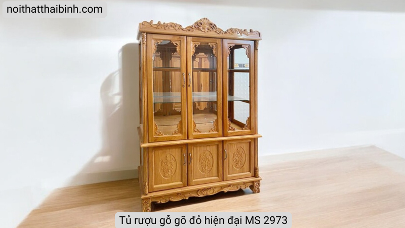 Tủ rượu gỗ gõ đỏ hiện đại