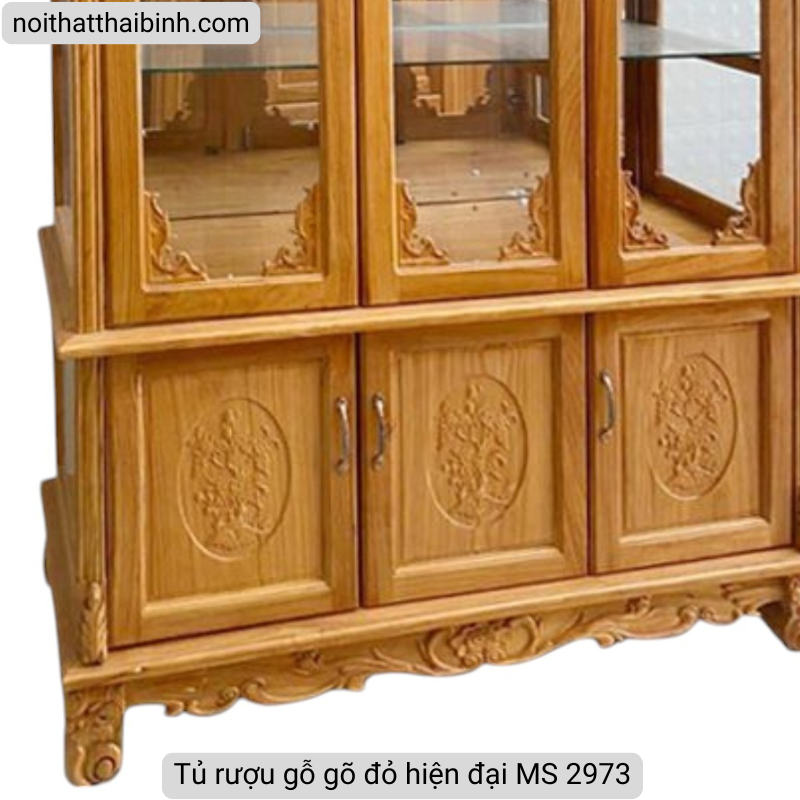 Tủ rượu gỗ gõ đỏ hiện đại