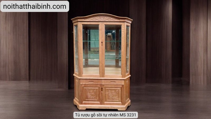 Tủ rượu gỗ sồi tự nhiên cao cấp MS 3231