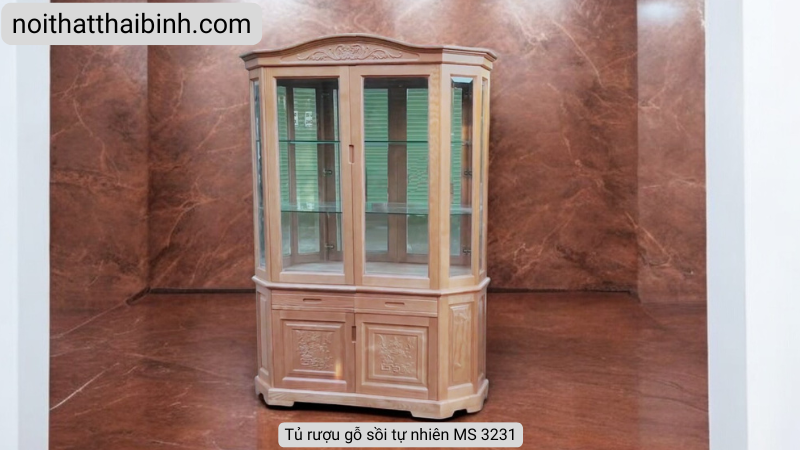Tủ rượu gỗ sồi tự nhiên cao cấp MS 3231