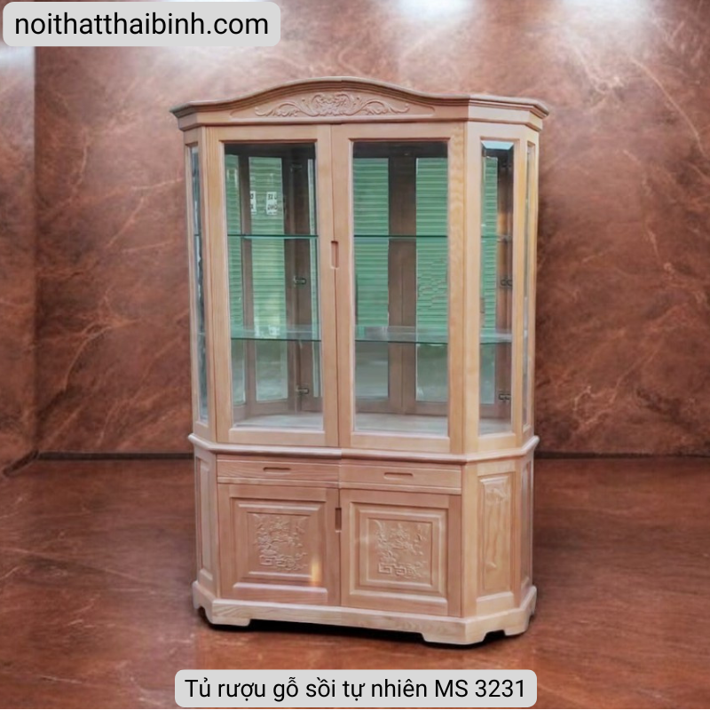 Tủ rượu gỗ sồi tự nhiên cao cấp MS 3231