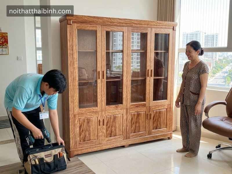 Tủ tài liệu gỗ tự nhiên cao cấp - chi tiết vân gỗ tự nhiên