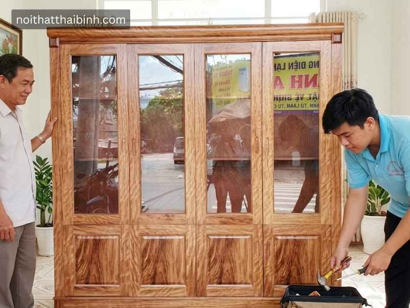 Tủ tài liệu gỗ tự nhiên cao cấp - đóng tại xưởng Thái Bình TPHCM