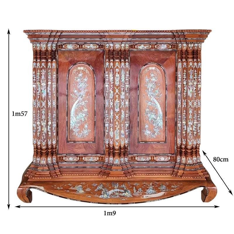 Tủ thờ 15 trụ gỗ căm xe gõ MS 3280