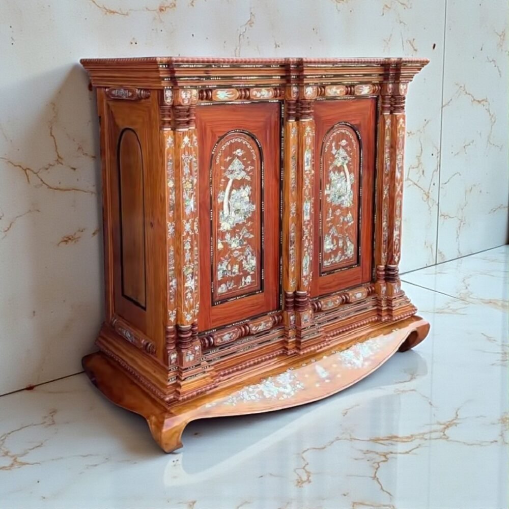 Tủ thờ gỗ căm xe gõ đỏ 9 trụ