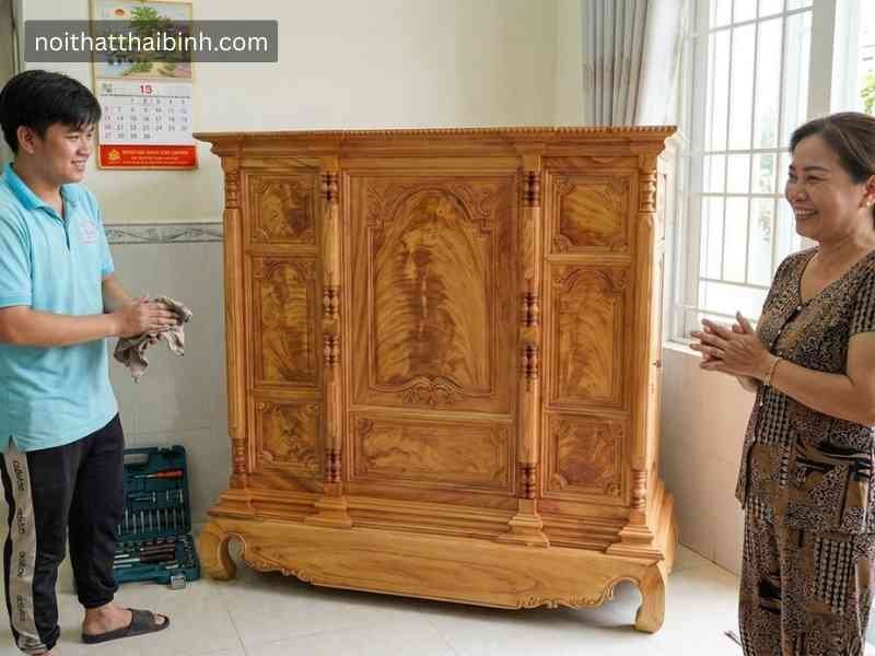 Tủ thờ gỗ gõ đỏ tự nhiên cao cấp