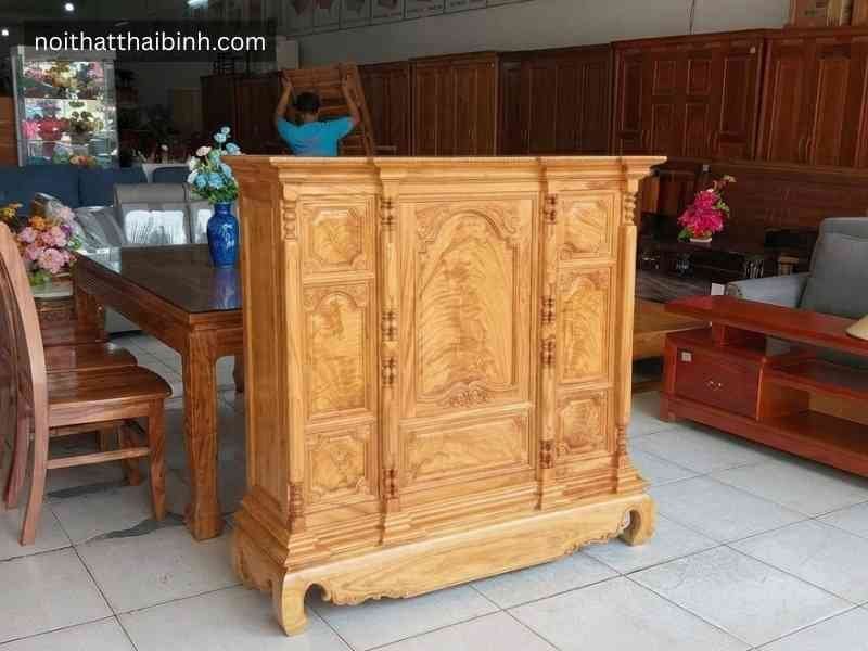 Tủ thờ gỗ gõ đỏ tự nhiên 1m6 mã 3453 Nội Thất Thái Bình Tủ thờ gỗ gõ đỏ tự nhiên cao cấp