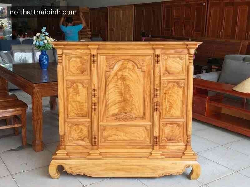 Tủ thờ gỗ gõ đỏ tự nhiên cao cấp - chi tiết vân gỗ tự nhiên