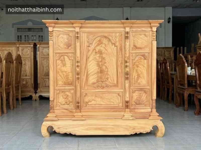 Tủ thờ gỗ gõ đỏ tự nhiên cao cấp - bề mặt hoàn thiện