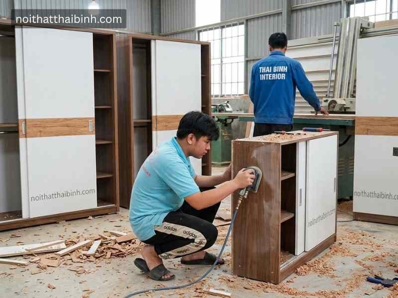 Xưởng mộc Nội Thất Thái Bình lắp tủ quần áo cánh trượt tại Quận 7