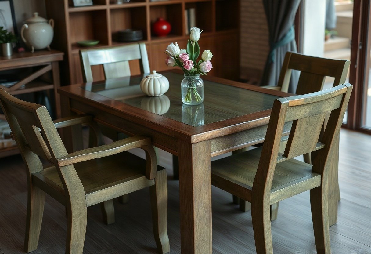 Bàn ghế làm từ gỗ chò xanh