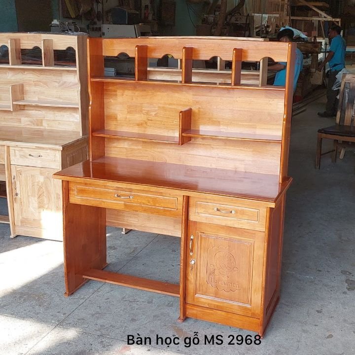 Bàn học bằng gỗ Bàn học gỗ tự nhiên MS 2968 - kỹ thuật đóng mộng chắc chắn