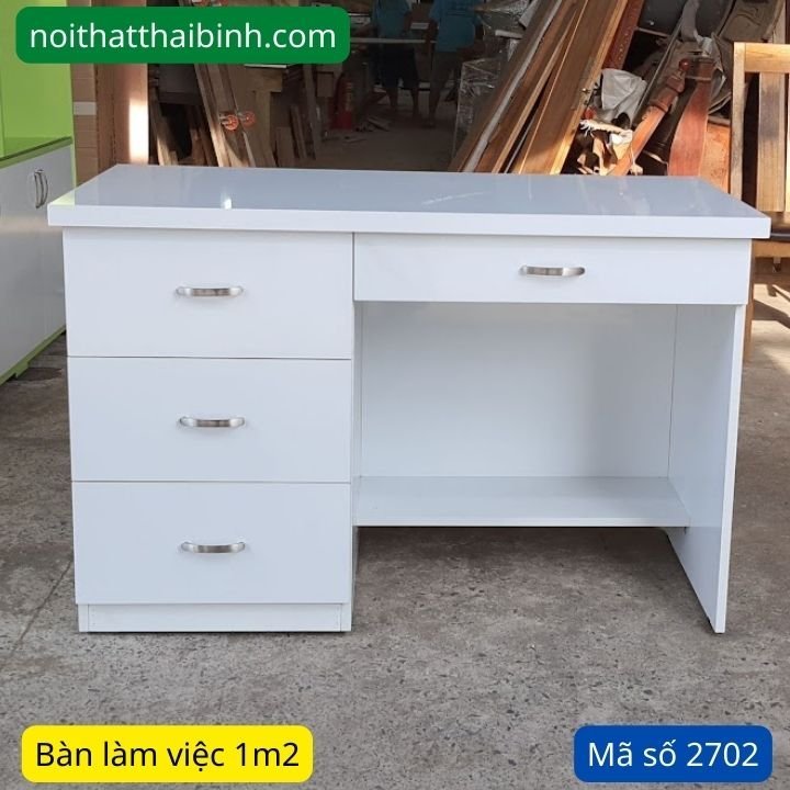 Bàn làm việc màu trắng MS 2672 - bề mặt hoàn thiện