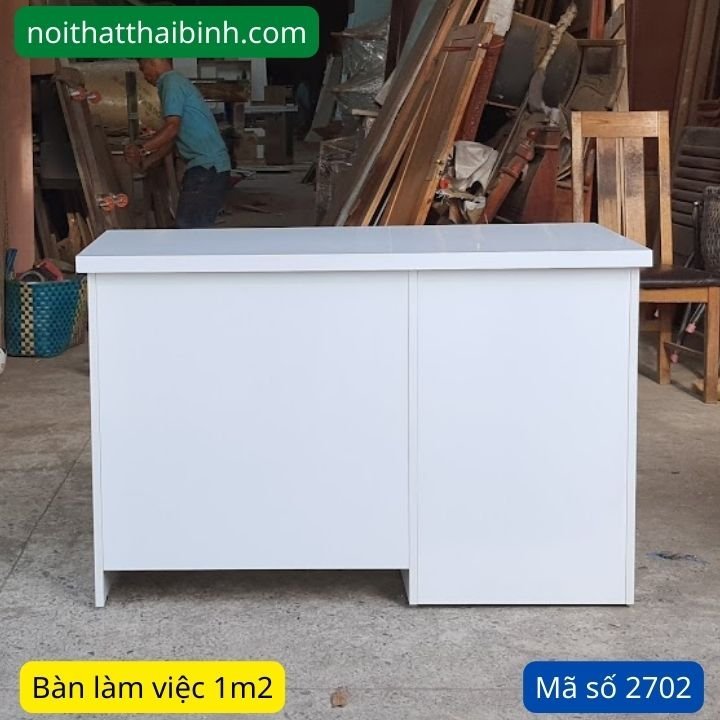 Bàn làm việc màu trắng MS 2672 - kỹ thuật đóng mộng chắc chắn