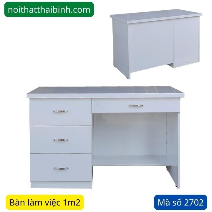 Bàn làm việc màu trắng MS 2672 - mẫu thực tế tại xưởng