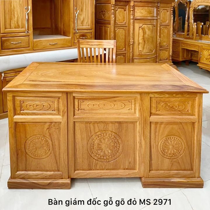 Bàn làm việc gỗ gõ đỏ tự nhiên