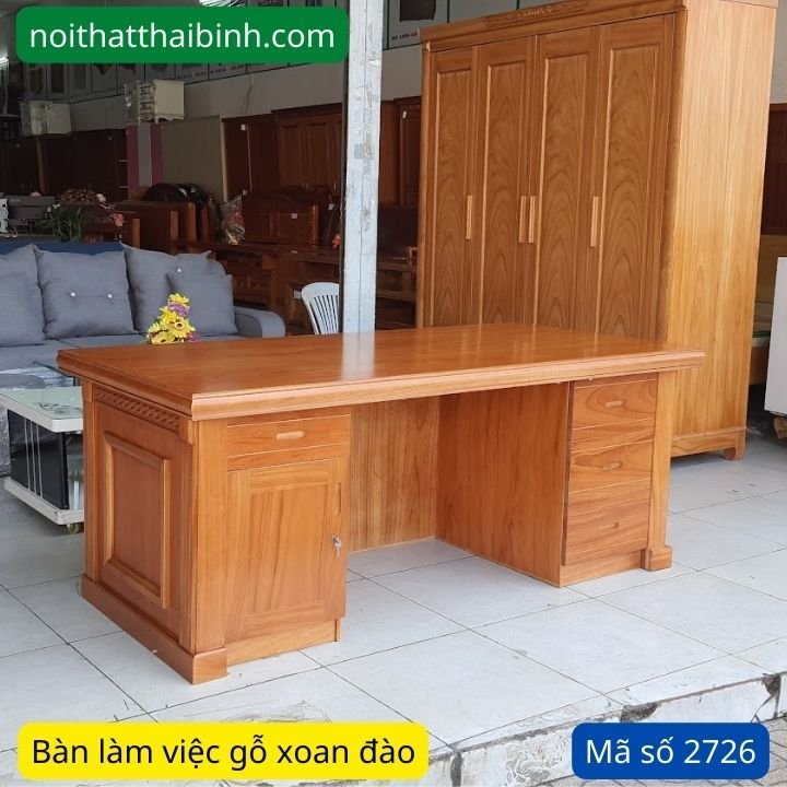 Bàn làm việc gỗ tự nhiên xoan