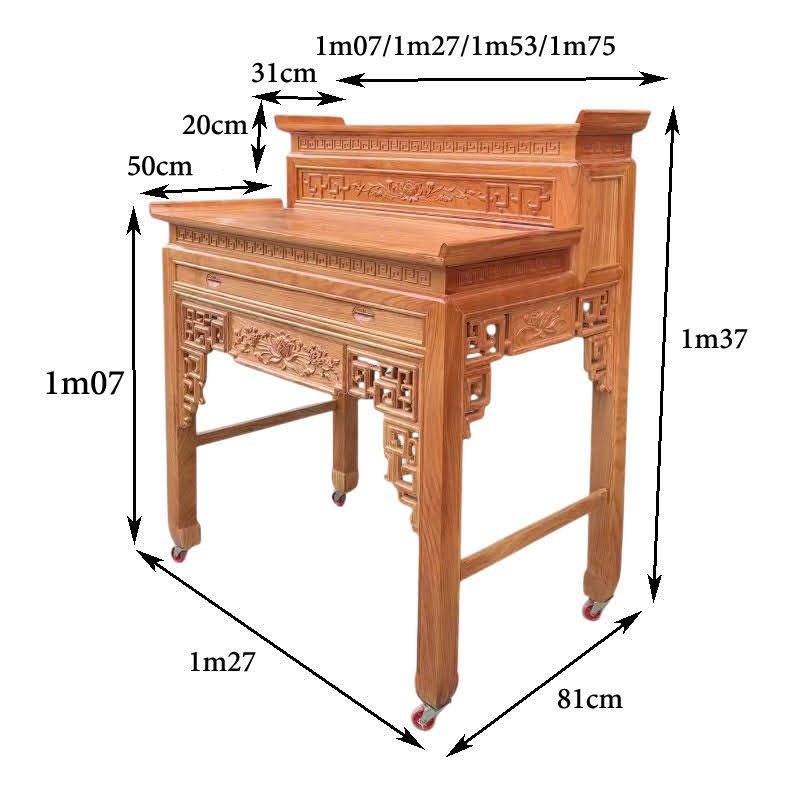 Bàn thờ nhị cấp gỗ gõ đỏ tự nhiên MS 3357 - chi tiết vân gỗ tự nhiên