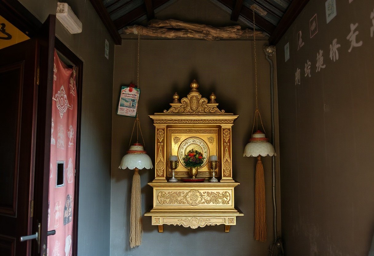 Bàn thờ treo tường cho nhà ống