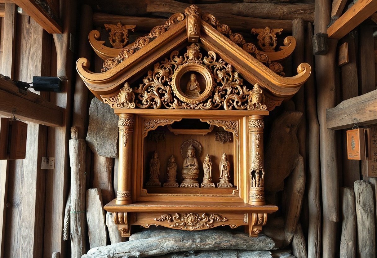 Bàn thờ treo tường từ gỗ tự nhiên