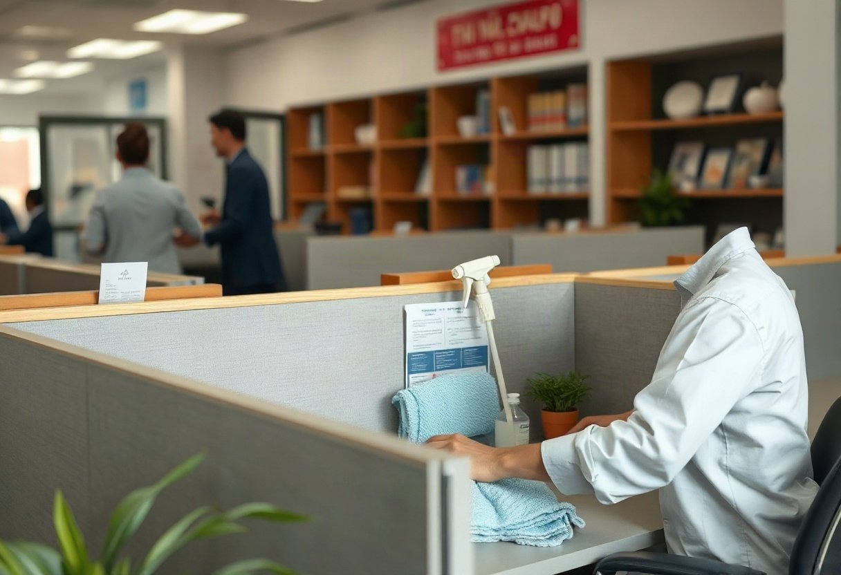 Bảo quản bàn làm việc có vách ngăn