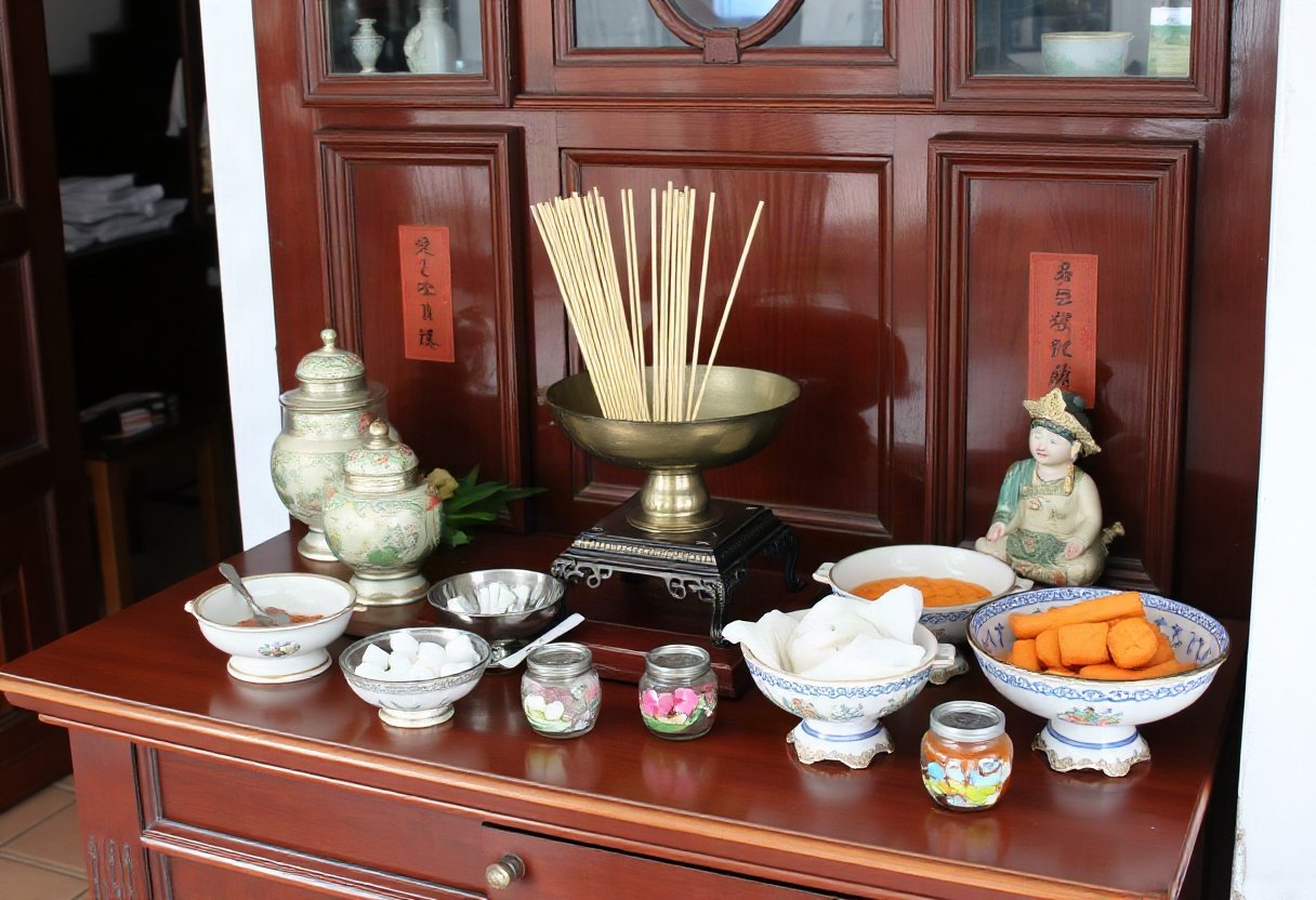 Bát hương và đồ cúng