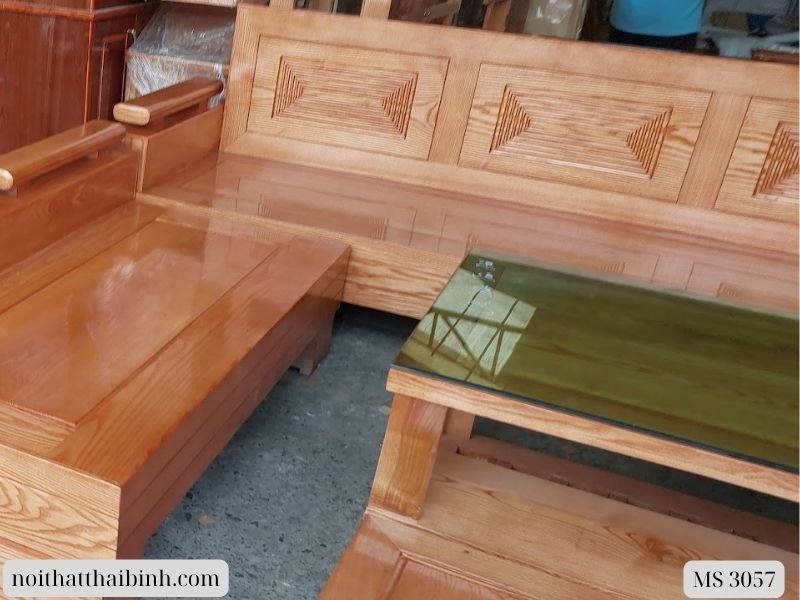 Bộ salon góc gỗ sồi tự nhiên