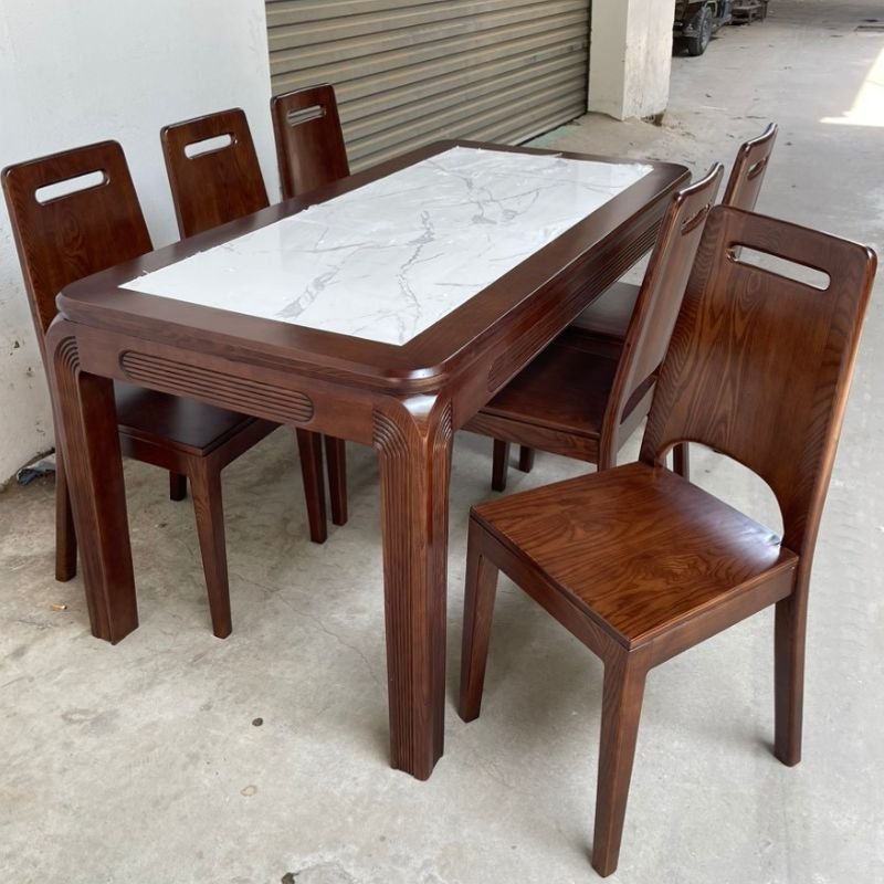 Bộ bàn ăn gỗ sồi tự nhiên