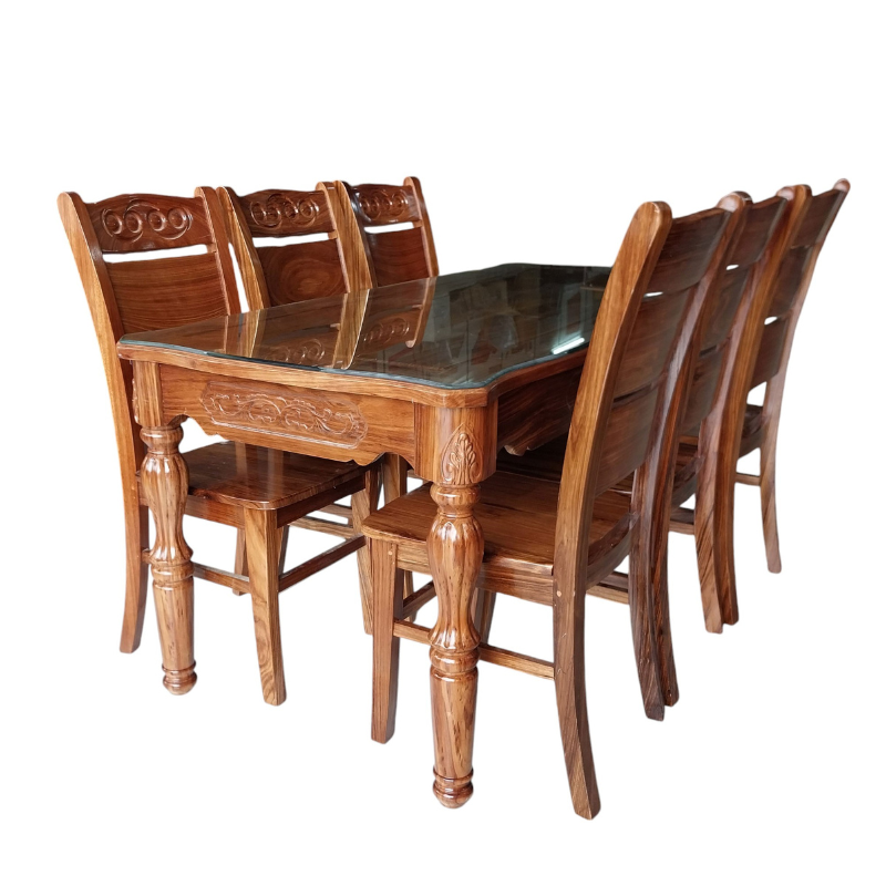 Bộ bàn ghế ăn gỗ tự nhiên bằng gỗ Hương xám 6 chỗ ngồi Bộ bàn ghế ăn gỗ hương xám tự nhiên MS 3205 - góc nghiêng