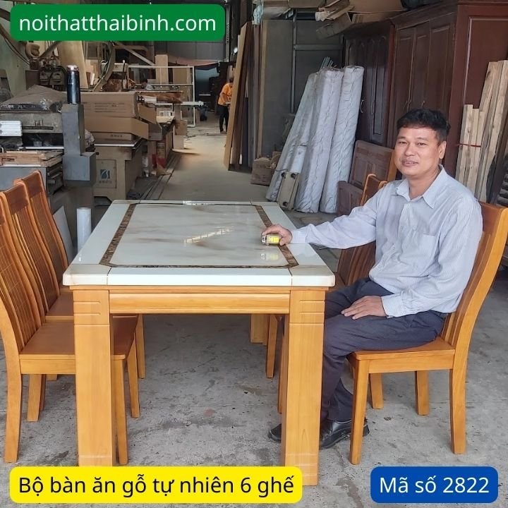 Bộ Bàn Ăn 6 Ghế Mặt Đá Sang Trọng
