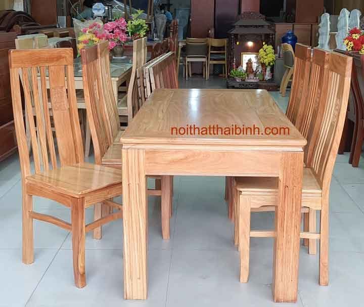 Bộ bàn ăn gỗ gõ 6 ghế MS 1616 - nhìn tổng thể