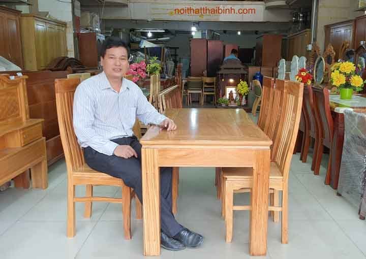 Bộ bàn ăn gỗ gõ 6 ghế MS 1616