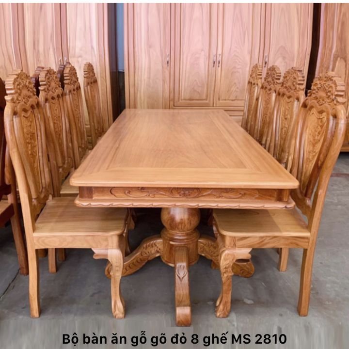 Bộ bàn ăn gỗ gõ đỏ tự nhiên 8 ghế Bộ bàn ăn gỗ gõ đỏ tự nhiên 8 ghế