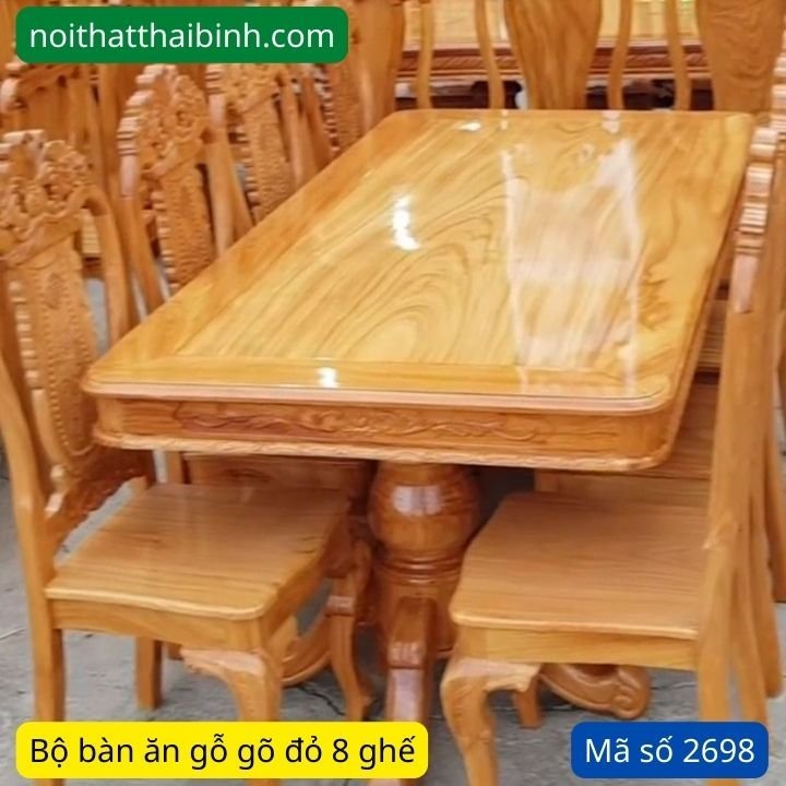 Bộ bàn ăn gõ đỏ 8 ghế Bộ bàn ăn gõ đỏ 8 ghế