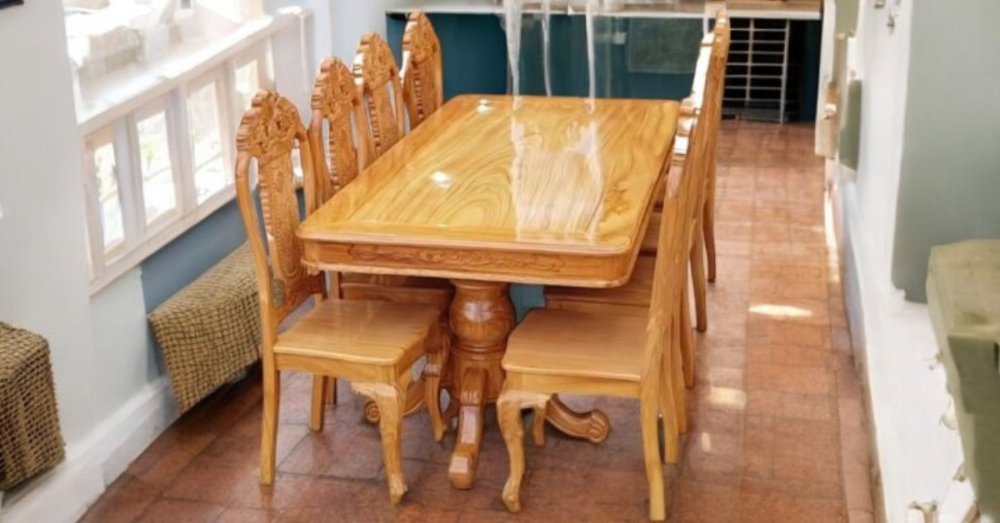 Bộ bàn ăn gỗ gõ đỏ 8 ghế