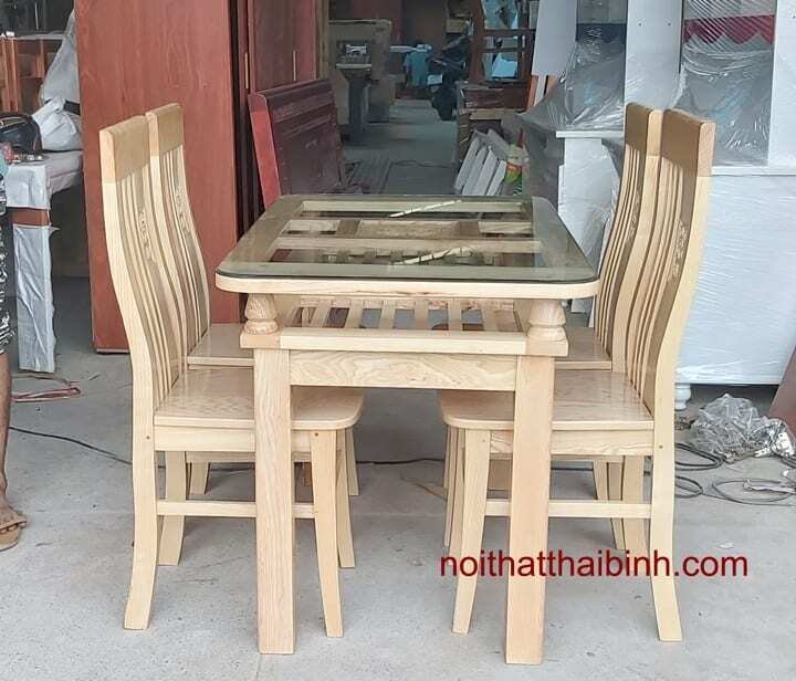 Bộ bàn ăn gỗ sồi 4 ghế MS 1074