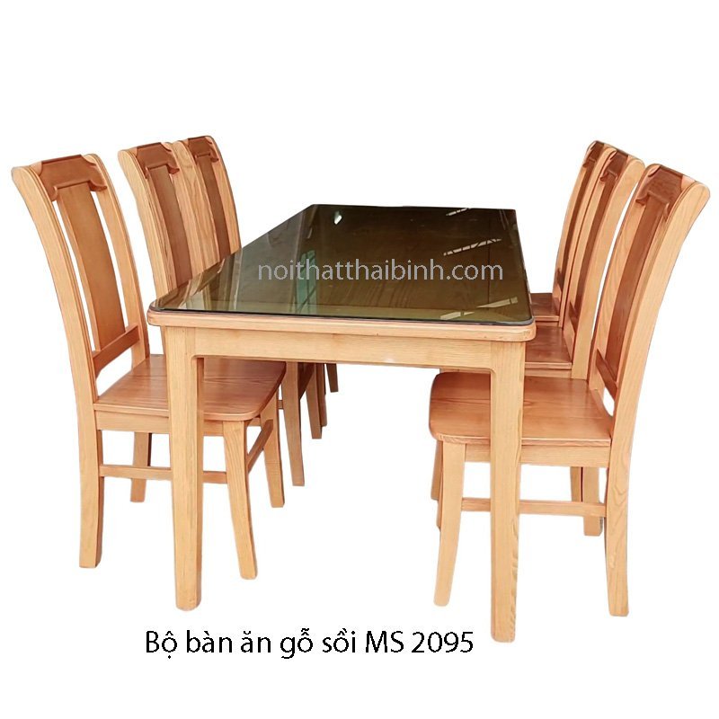 Bộ bàn ăn gỗ sồi 6 ghế chất lượng Bộ bàn ăn gỗ sồi 6 ghế MS 2095 - chi tiết vân gỗ tự nhiên