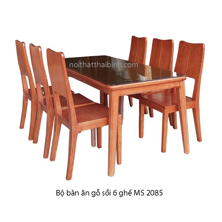 Bộ bàn ăn gỗ sồi 6 ghế MS 2085 - nhìn tổng thể